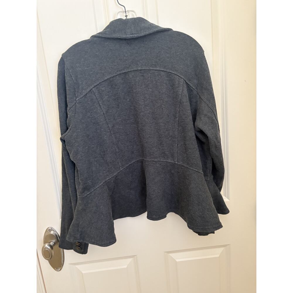 Torrid Size 2 Ruffle Front Light Jacket Charcoal Gray 100% Cotton Size 2 - Picture 5 of 5